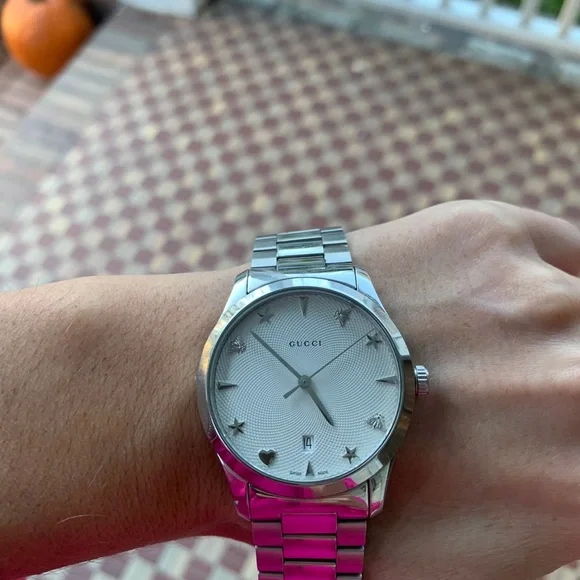 Gucci G-Timeless Quartz Silver Dial With Charms
Hour Markers Ladies Watch - Picture 5 of 8